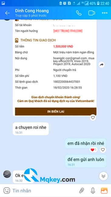 khách hàng mua key windows & office tại mqkey