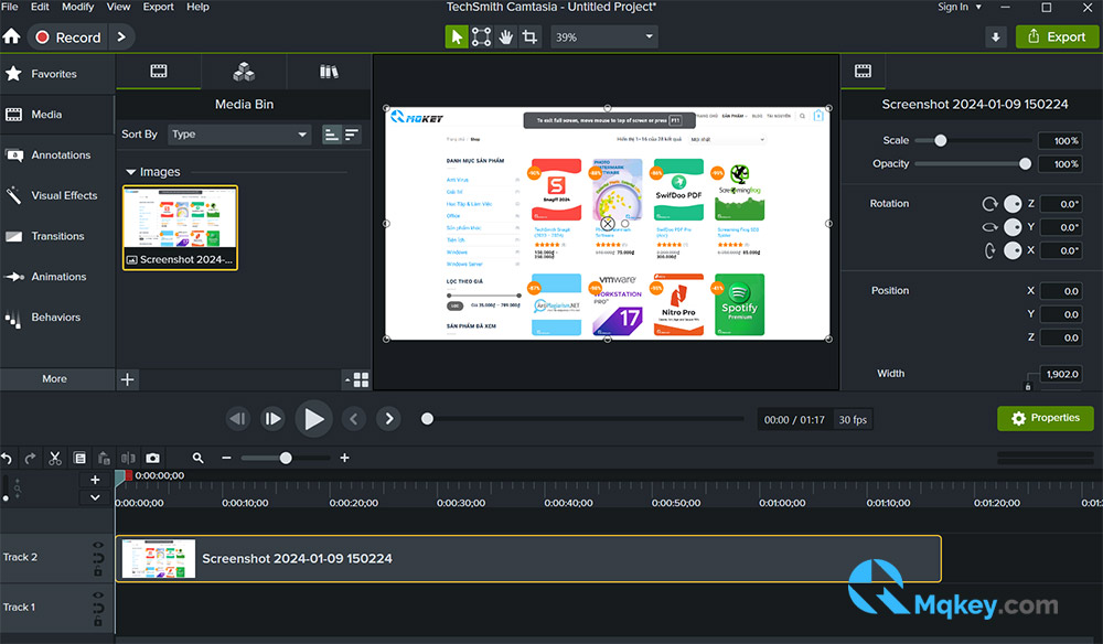 giao diện camtasia 2023